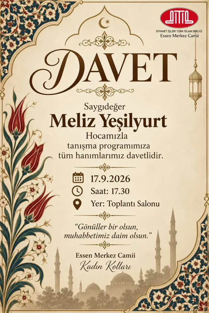 Einladung zum Kennenlernprogramm mit Meliz Yeşilyurt | Meliz Yeşilyurt ile Tanışma Programımıza Davetlisiniz