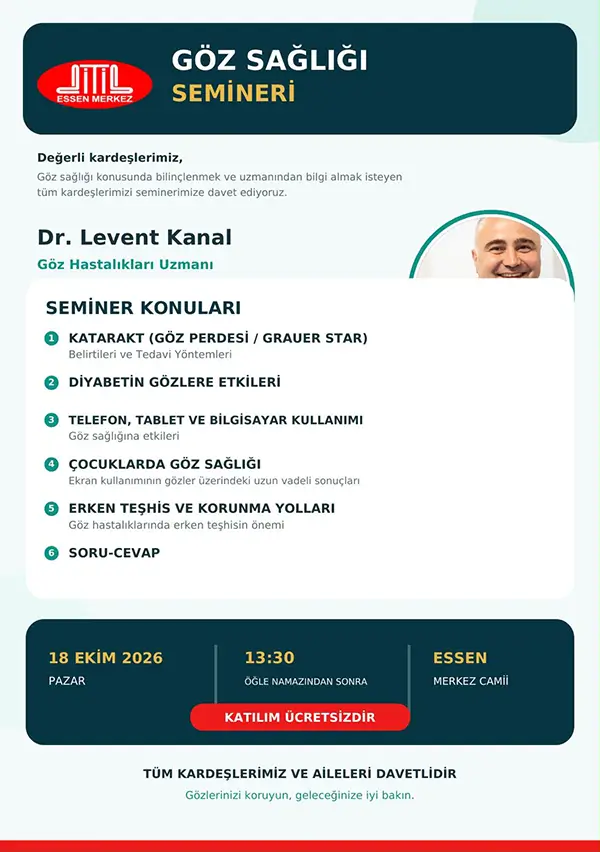 18.10.2026 - Seminar zum Thema Augengesundheit | Göz Sağlığı Semineri